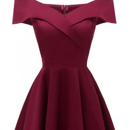 Off The Shoulder Simple Satin Homecoming Dress,..