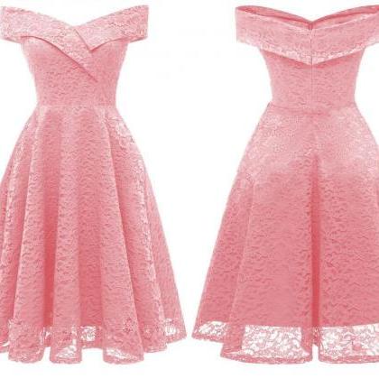 Pink Lace Homecoming Dress, Short Junoir Prom..