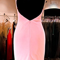 Pink Short Prom Dress,straight Backless Prom..