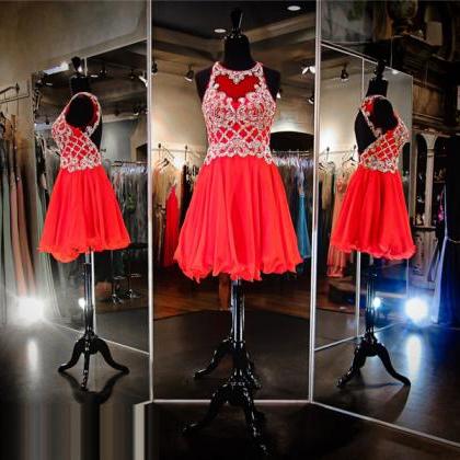 Red Short Prom Dress,sparkle Backless Prom Dress,..