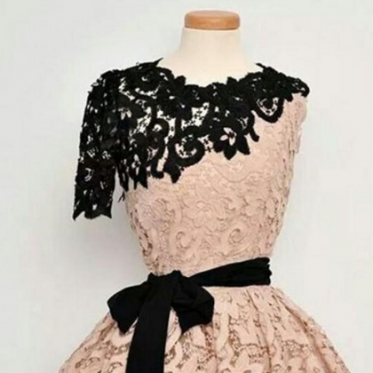 Black And Champagne Lace Prom Dresses, One..