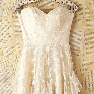 Beautiful Lace Short Prom Dress, Homecoming Dress