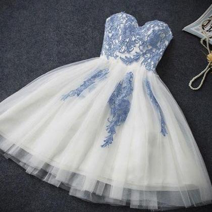 Strapless Sweetheart Neck Homecoming Dress,lace..