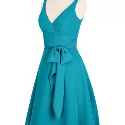 A-line Backless Pleated Chiffon Maxi Dresses Turquoise