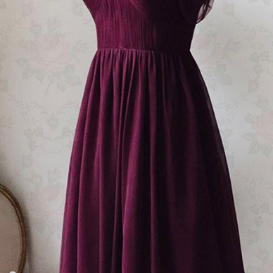 Purple tulle short A line prom dress evening dress C1321