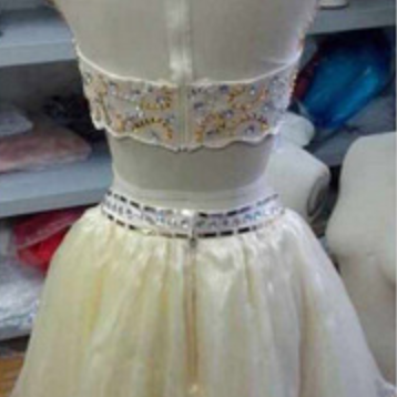 Cap Sleeve Prom Dress, 2 Piece Prom Dress, Junior..
