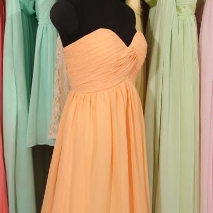 Peach Bridesmaid Dress, A-line Bridesmaid..