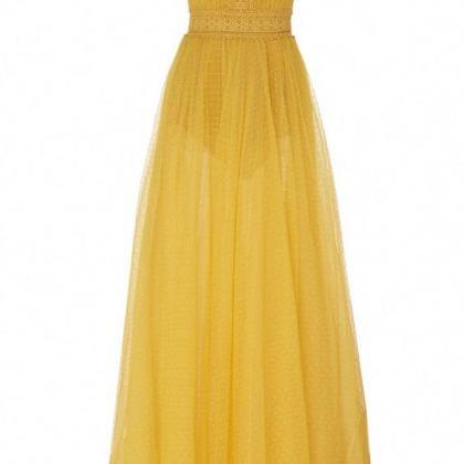 Yellow Lace Wide Sling Homecoming Dresses,charming..