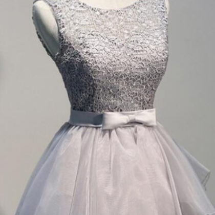 Gray Lace Homecoming Dresses, Short Princess Short..