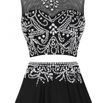 Black Two-piece Homecoming Dress, Featuring Beaded..