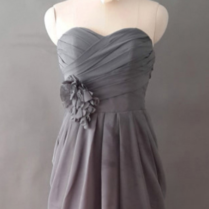 Gray Sweetheart Bridesmaid Dress With Ruching..