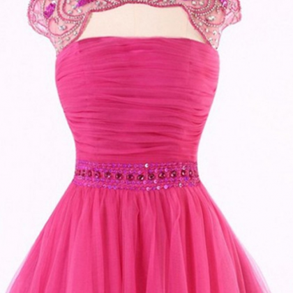 Pink Prom Dresses, Short Homecoming Dresses, Cap..