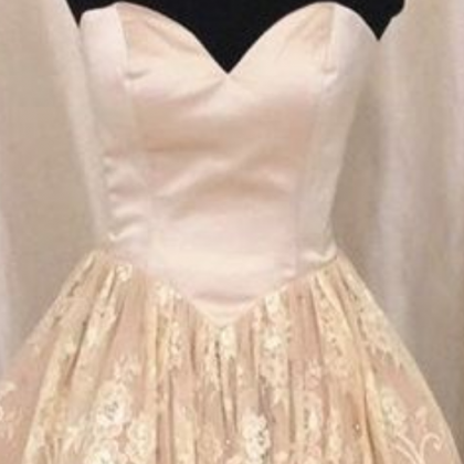 Satin And Lace Homecoming Dress,pink Cocktail..