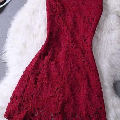 Elegant Lace Homecoming Dress,sleev..