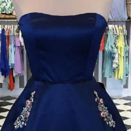Short Prom Dress, Cute Dark Blue Short Prom Dress,..