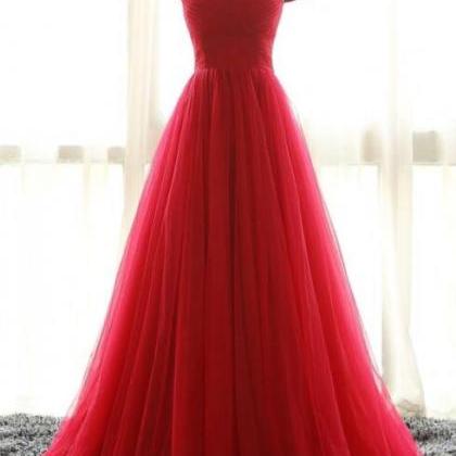 Simple Off the Shoulder Red Prom Dr..