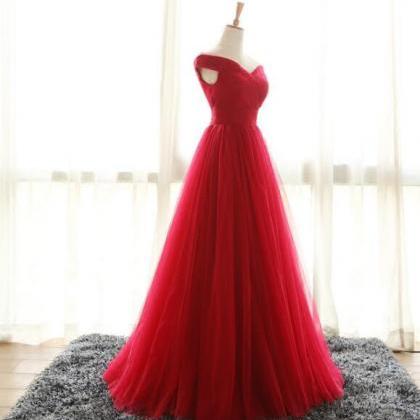 Simple Off the Shoulder Red Prom Dr..