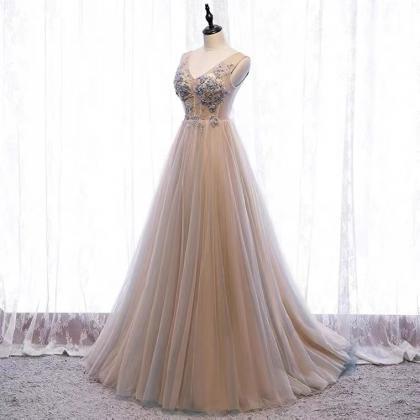 Sexy,gray party dress,v-neck fairy ..