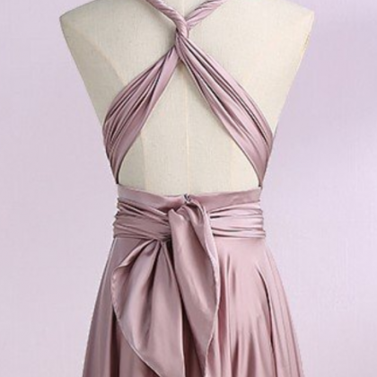 A Line Deep V Neck Satin Prom Dress LBQ1355 main image 1