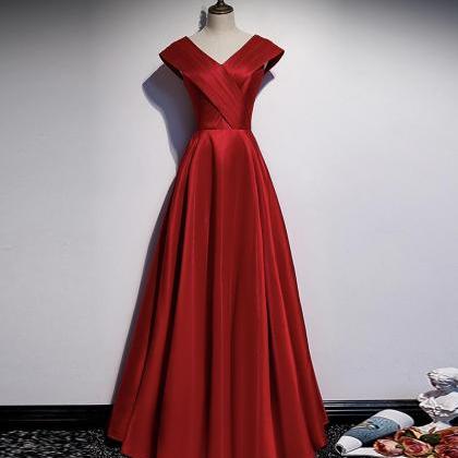 V Neck Satin Long Prom Dress Evening Dress,custom..