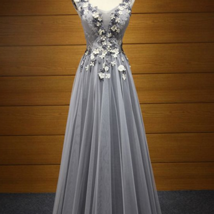 A-line Tulle Formal Prom Dress, Beautiful Long..