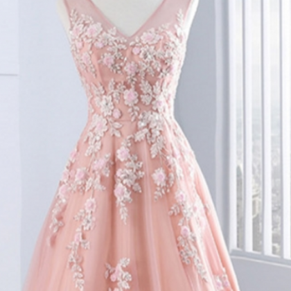 Appliques A-line Tulle Formal Prom Dress,..