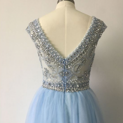A Line Tulle Formal Prom Dress, Beautiful Long..