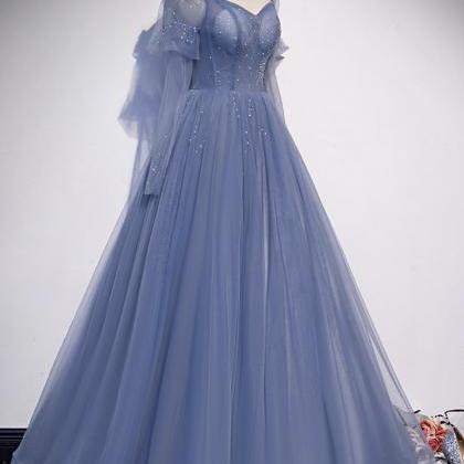 Elegant A Line Tulle Formal Prom Dress, Beautiful..