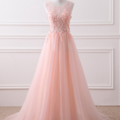 Elegant Tulle Round Lace Applique Formal Prom..