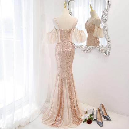 Elegant Sequins And Tulle Mermaid Formal Prom..
