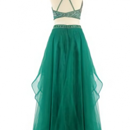 Elegant Two Piece A-line Tulle Formal Prom Dress,..