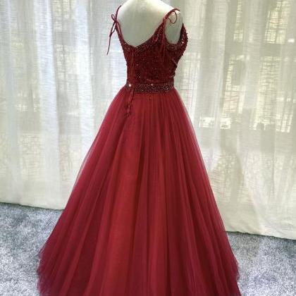 Elegant Tulle Beads Formal Prom Dress, Beautiful..