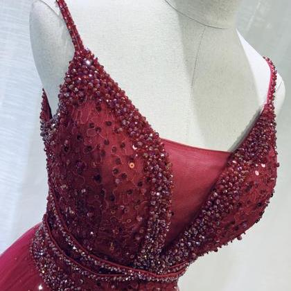 Elegant Tulle Beads Formal Prom Dress, Beautiful..