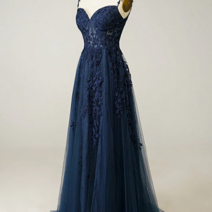 Luxurious A-line Straps Tulle Prom Dress,Trendy Party Gown  Y7172