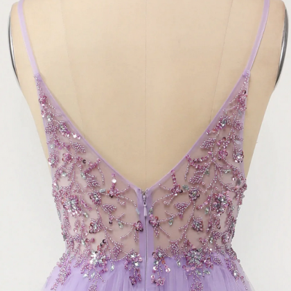 Black Straps Beaded Scoop Tulle Long Formal Dress main image 1