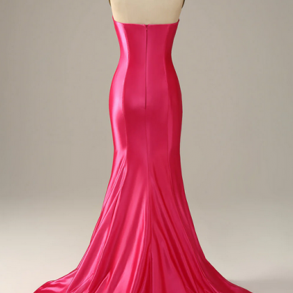 Elegant Simple Mermaid Satin Formal Prom Dress,..