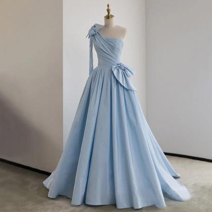 Elegant Satin One Shoulder Formal Prom Dress,..