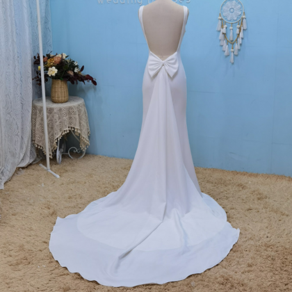 Prom Dresses,simple Crepe Mermaid Wedding Dress..