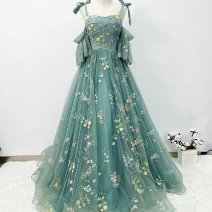 A-Line Tulle Lace ivory Long Prom Dress Formal Dress Off Shoulder Wedding Dress main image 0