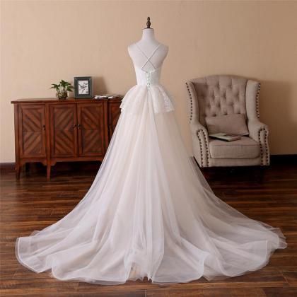 Elegant Sweetheart A-line Straps Lace Tulle Formal..