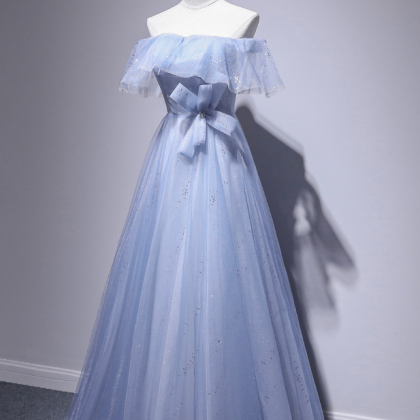Elegant Sweetheart Off Shoulder Tulle Formal Prom Dress, Beautiful Long ...