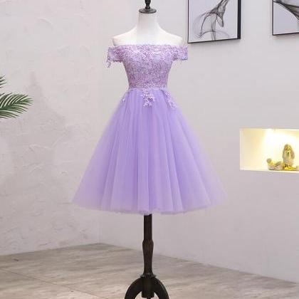 Elegant Sweetheart Lace Short Tulle Formal Prom..