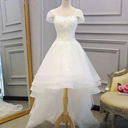 Elegant Sweetheart Lace Tulle High Low Homecoming..