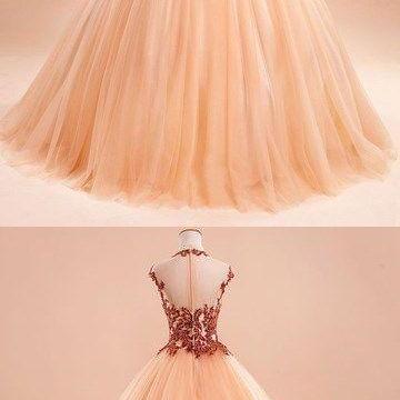 Beautiful A-line Tulle with Lace Applique Long Party Dress, Long Evening Dress Prom Dress