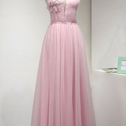 Elegant A Line Scoop Neck Tulle Formal Prom Dress,..
