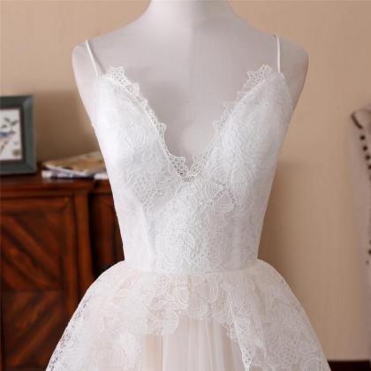Elegant Tulle With Lace Straps Formal Prom Dress,..