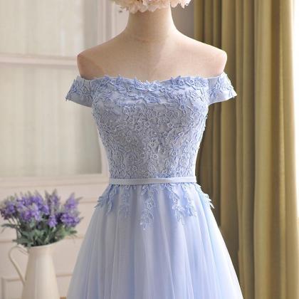 Elegant Off Shoulder Tulle Formal Prom Dress,..