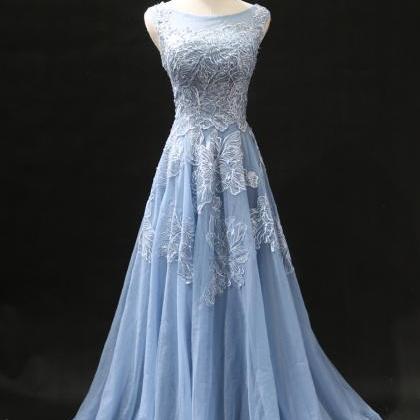 Elegant A-line Round Neckline Tulle With Lace..