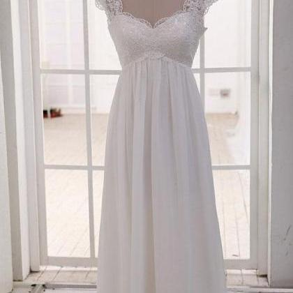 Elegant Simple High Waist Cap Sleeves Lace And..