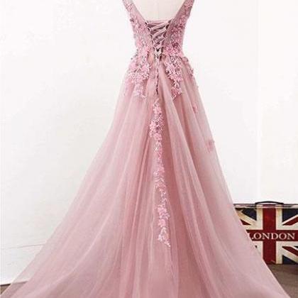 Elegant Lace-up Back Tulle A-line Formal Prom..